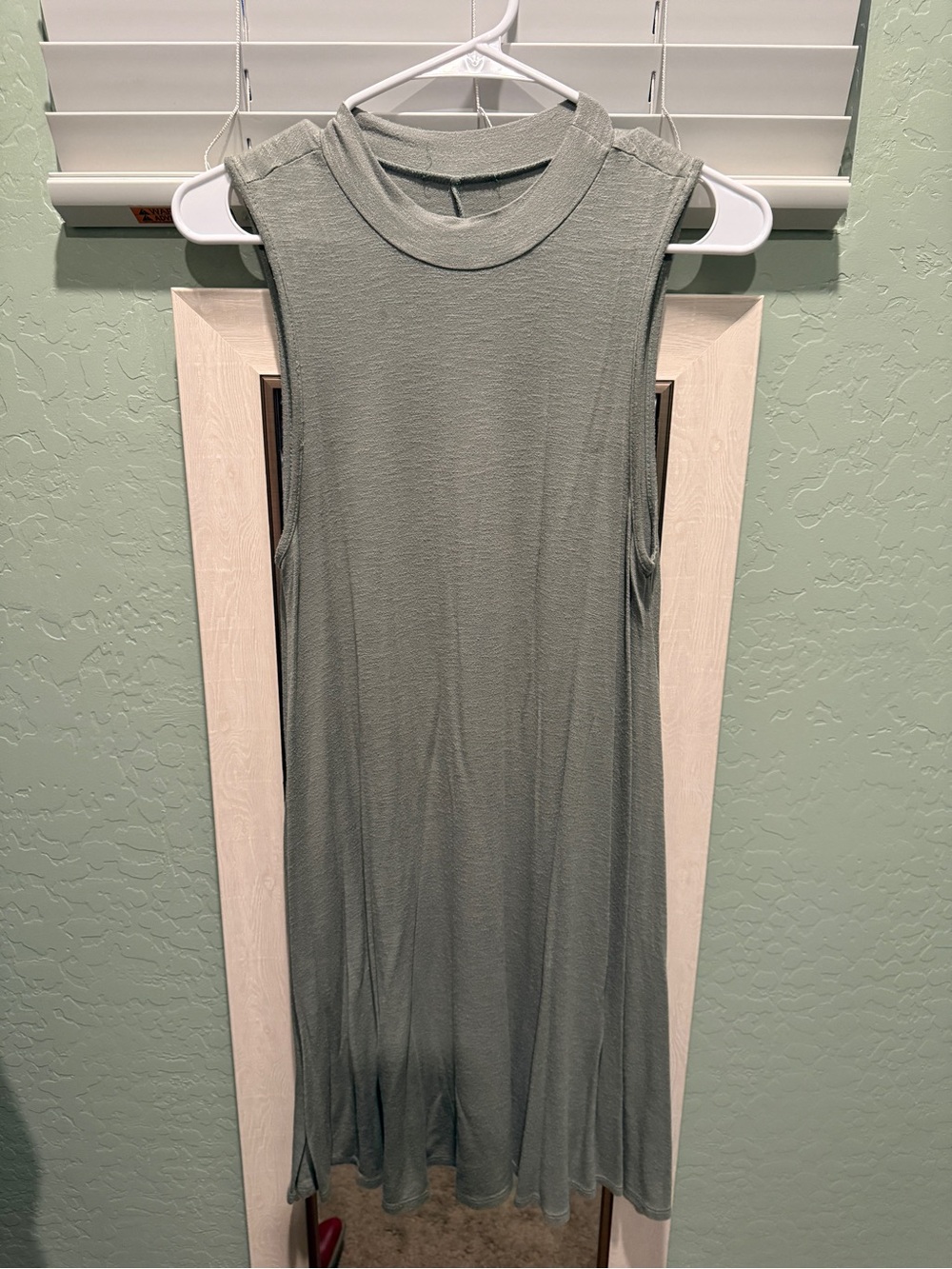 Sleeveless Crewneck Swing Dress in Muted Sage
